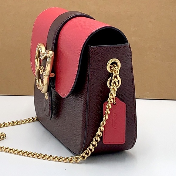 COACH Womens Gemma Crossbody In Colorblock Leather Color: Strawberry Haze/Cranb - Picture 5 of 16